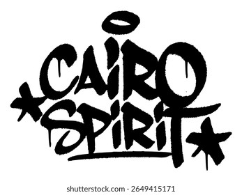 Graffiti tag "Espírito do Cairo" street art urban para Revolution Day Egypt, patriotic mural com energia e orgulho.