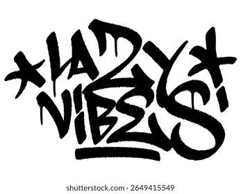 Grafite tag "Lazy Vibes" arte urbana de rua para o dia de Hammock, mural de frio com humor de verão relaxante.