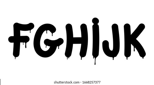 Graffiti tag style alphabet, decorative, street art, vandal, lettering. Fonts on the wall city urban illegal action by using aerosol spray paint, marker. Underground hip hop type vector illustration.