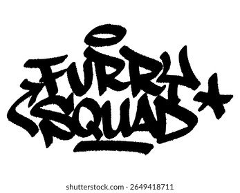 Graffiti tag “Furry Squad” for Teddy Bear Picnic Day, cute playful urban mural with squad vibe.