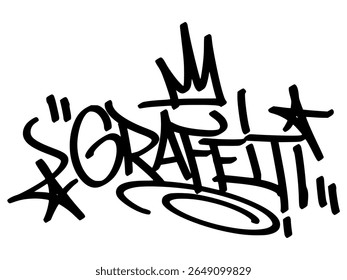 Graffiti tag text "Graffiti" in bold street art style. Hand-drawn vector lettering with exclusive, edgy urban energy. Isolated on transparent background, perfect for streetwear, posters.
