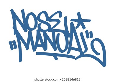 Graffiti tag text "Nose Manual" in bold blue urban style with skateboard vibe. Hand-drawn lettering with raw spray paint texture. Perfect for streetwear, posters, merch, and edgy visuals.
