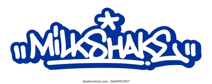 Graffiti tag de "Milkshake" em letras grossas e cremosas com efeito gotejamento divertido. Perfeito para marca de bebida de sobremesa e projetos de café retro.