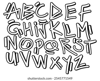 Graffiti tagging Alphabet - vector hand drawn
