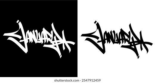 Graffiti Tagging Month of Calender With Chisel Calligraphy Style Street Art