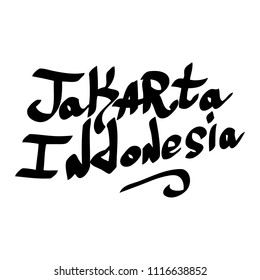 Graffiti tags inscription country and city Jakarta Indonesia.