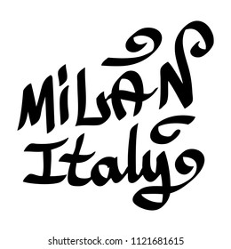 Graffiti tags inscription country and city Milan Italy.