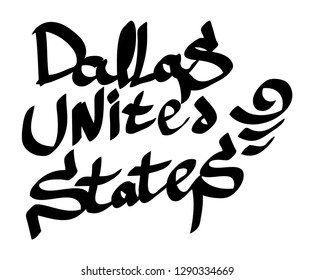 Graffiti tags inscription country and city Dallas United States