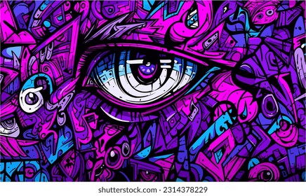 Graffiti tags and intricate patterns forming an eye-catching backdrop