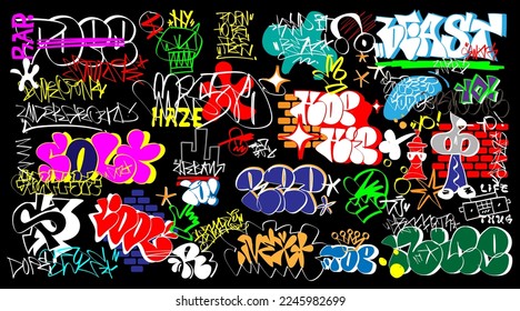  Graffiti-Tageletsatz , Vektordesign-Element