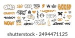 Graffiti Tags and Street Art Spray paint urban typhography with Rock style grunge elements - editable vector for print design ( set 9 of 10 )	