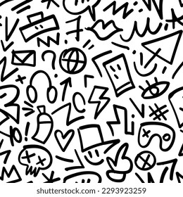 
graffiti tags street style seamless vector pattern, background design element