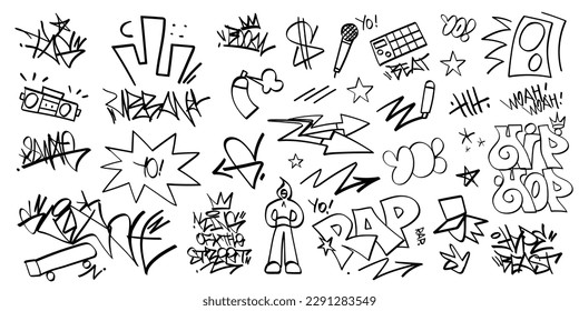 graffiti tags street style vector lettering set , background design element