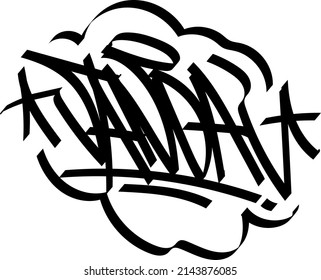 Graffiti te on the wall, the word "Vandal" with a marker, in black.