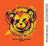 graffiti teddy bear illustration with slogan in street art style