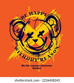 graffiti teddy bear illustration with slogan in street art style