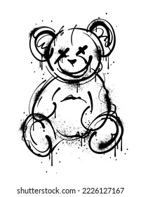 graffiti teddy bear illustration in street art style