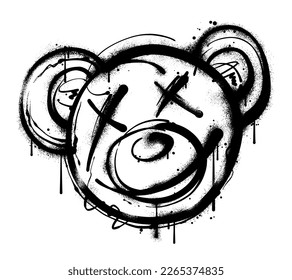 graffiti teddy bear illustration in street art style