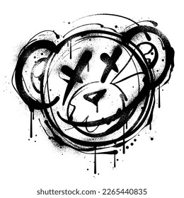 graffiti teddy bear illustration in street art style