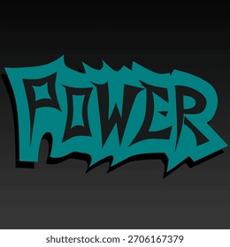 grafite texto arte da palavra "PODER" em negrito rua estilo lettering com forma dinâmica e fundo preto, design criativo tipografia urbana perfeito para cartaz, t-shirt, arte digital etc.