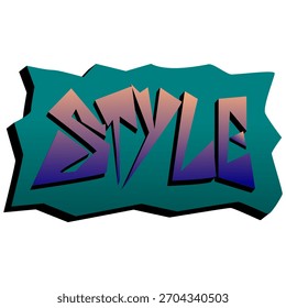 grafite texto arte da palavra "ESTILO" em negrito rua estilo lettering com forma dinâmica e fundo azul, design de tipografia urbana criativo perfeito para cartaz, t-shirt, adesivo, arte digital etc