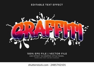 Graffiti Efecto de texto Vector editable. Efecto de texto colorido