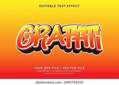 Graffiti Efecto de texto Vector editable. Efecto de texto colorido