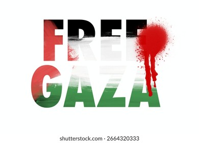Grafite "Gaza Livre" com efeito spray de tinta. Perfeito para projetos de protesto e vestuário.