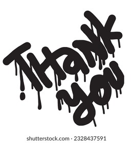 graffiti Thank you text sprayed in black over white.