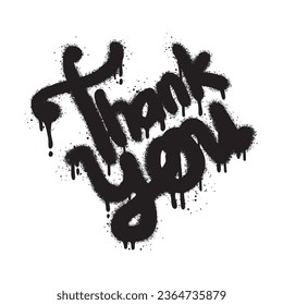 graffiti thank you text sprayed in black over white.