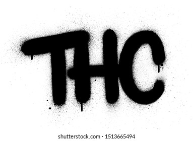 grafiti abreviatura de THC rociada en blanco y negro