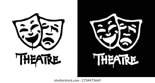 Graffiti Theater masks logo vector design