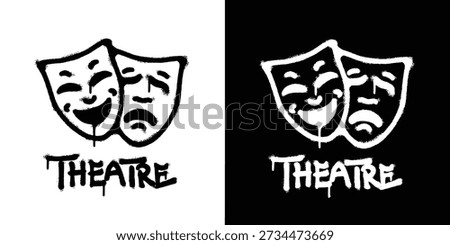 Graffiti Theater masks logo vector design