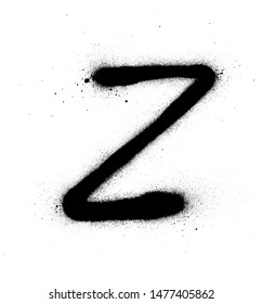 graffiti thin Z font sprayed in black over white