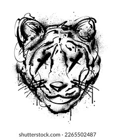 graffiti tiger head illustration in street art style