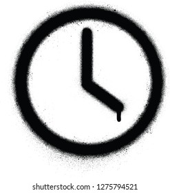 graffiti time icon sprayed in black over white