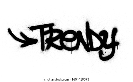 graffiti trendy word sprayed in black over white