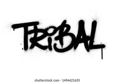graffiti tribal word sprayed in black over white