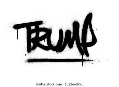 graffiti trump word sprayed in black over white