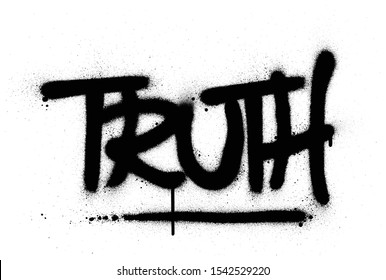 graffiti truth word sprayed in black over white