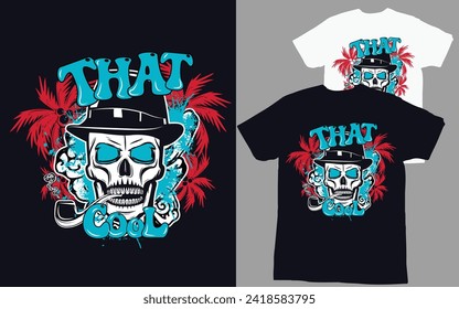 graffiti t-shirt design vector Skeleton Gangster  head  