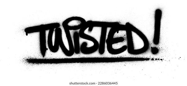 graffiti twisted word sprayed in black over white