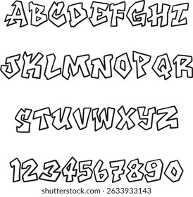 Graffiti  typography font lettering ABC cartoon vector text