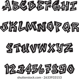 Graffiti  typography font lettering ABC cartoon vector text