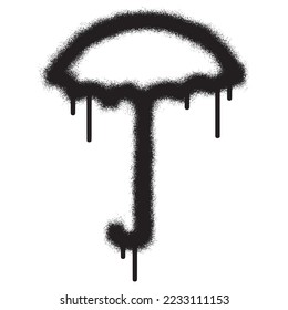 Graffiti umbrella icon with black spray paint .Vector illustration.