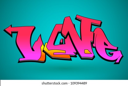 Graffiti Vector de Arte Urbano Diseño de Palabra de Amor