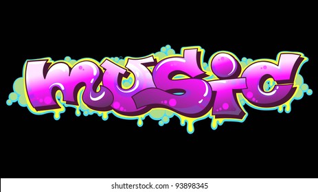 Graffiti Urban Art Vector Illustration. Music