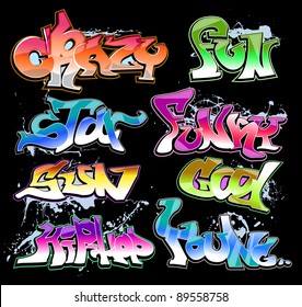 Graffiti urban art vector set