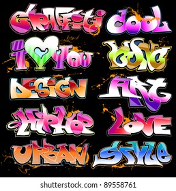 Graffiti urban art vector set