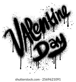 graffiti Valentine Day text sprayed in black over white.